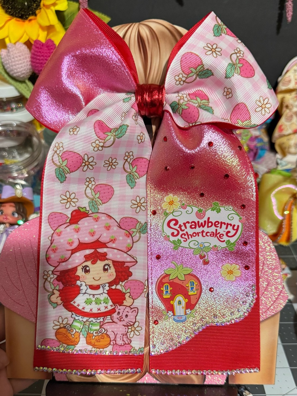 Handmade Bow Pink Glitter Kids Hair Bow
